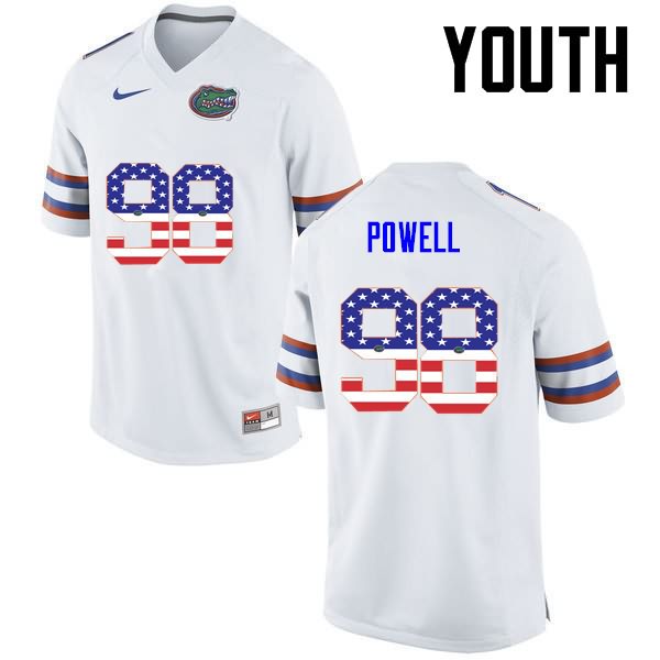 Youth NCAA Florida Gators Jorge Powell #98 Stitched Authentic USA Flag Fashion Nike White College Football Jersey WOR0765HY